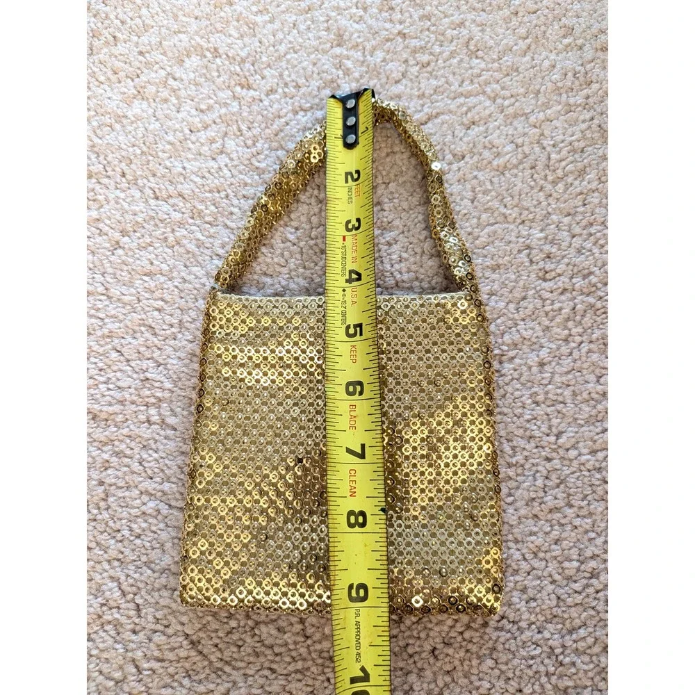 NWOT‎ Jessica McClintock Gold Metal Mesh Square Mini Evening Bag Handle Purse